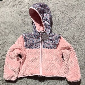 Charming Pink Quilted Kids jacket  with Floral Hood